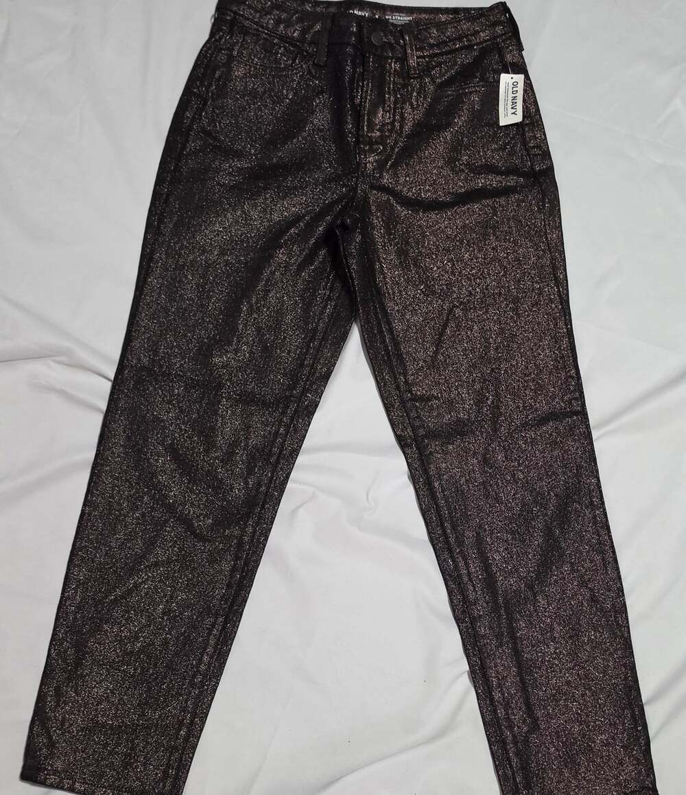 Old Navy High-Rise OG Straight Secret Metallic Shimmer Jeans Size 0.